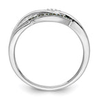 Sterling Silver Rhod Plated Blue and White Diamond Ring