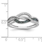 Sterling Silver Rhod Plated Blue and White Diamond Ring