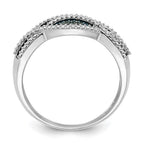Sterling Silver Rhod Plated Blue and White Diamond Ring