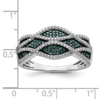 Sterling Silver Rhod Plated Blue and White Diamond Ring