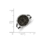 White Night Sterling Silver Rhodium-plated Black and White Diamond Round Ring