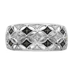 White Night Sterling Silver Rhodium-plated Black and White Diamond Ring