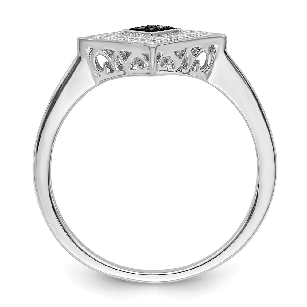 White Night Sterling Silver Rhodium-plated Black and White Diamond Ring