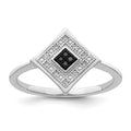 White Night Sterling Silver Rhodium-plated Black and White Diamond Ring