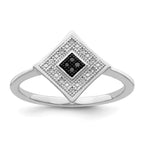White Night Sterling Silver Rhodium-plated Black and White Diamond Ring