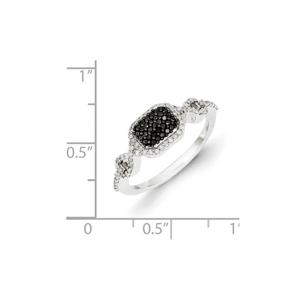 Sterling Silver Black and White Diamond Ring