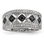 Sterling Silver Black/White Diamond Ring
