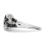 White Night Sterling Silver Rhodium-plated Black and White Diamond Intertwined Ring