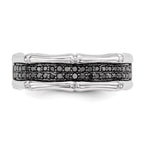 White Night Sterling Silver Rhodium-plated Black Diamond Men's Ring