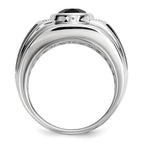 White Night Sterling Silver Rhodium-plated Diamond and Onyx Men's Ring