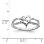 Sterling Silver Rhodium Plated Diamond Heart Ring