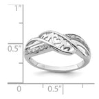 Sterling Silver Rhodium Plated Diamond Heart MOM Ring