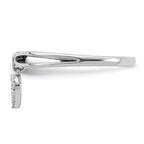 Sterling Silver Rhodium Plated Diamond Heart Dangle Ring