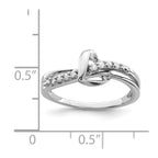 Sterling Silver Rhodium Plated Diamond Heart Ring