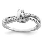 Sterling Silver Rhodium Plated Diamond Heart Ring
