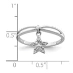 Sterling Silver Rhodium Plated Diamond Star Dangle Ring