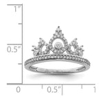 Sterling Silver Rhodium Plated Diamond Crown Ring