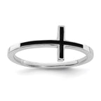 Sterling Silver Antiqued Sideways Cross Ring
