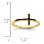 Sterling Silver Yellow Gold-plated Antiqued Sideways Cross Ring