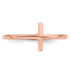Sterling Silver Rose Gold-plated Sideways Cross Ring