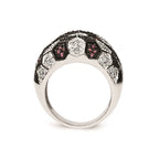 Sterling Silver & Black Rhodium Synthetic Ruby & CZ Ring