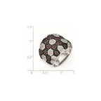 Sterling Silver & Black Rhodium Synthetic Ruby & CZ Ring