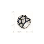 Sterling Silver & Black Rhodium Blue Glass & CZ Ring
