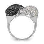 Sterling Silver & Black Rhodium Black & White CZ Ring