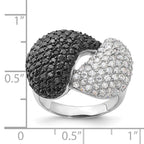 Sterling Silver & Black Rhodium Black & White CZ Ring
