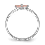 Sterling Silver RH-plated Polished Pink Enameled Butterfly Children's Ring