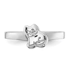 Sterling Silver RH Plated Child's Polished Kitty Cat Ring