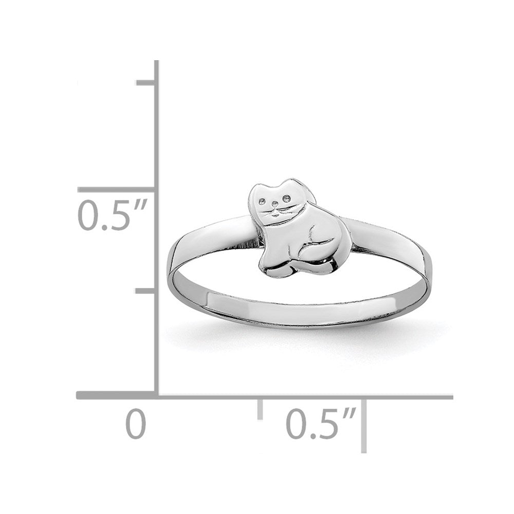 Sterling Silver RH Plated Child's Polished Kitty Cat Ring