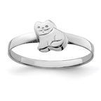 Sterling Silver RH Plated Child's Polished Kitty Cat Ring