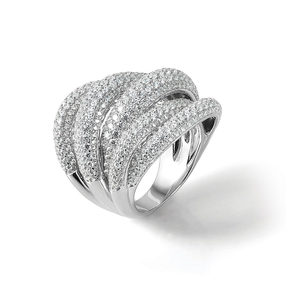 Sterling Shimmer Sterling Silver Rhodium-plated 536 Stone Pav‚ CZ Ring