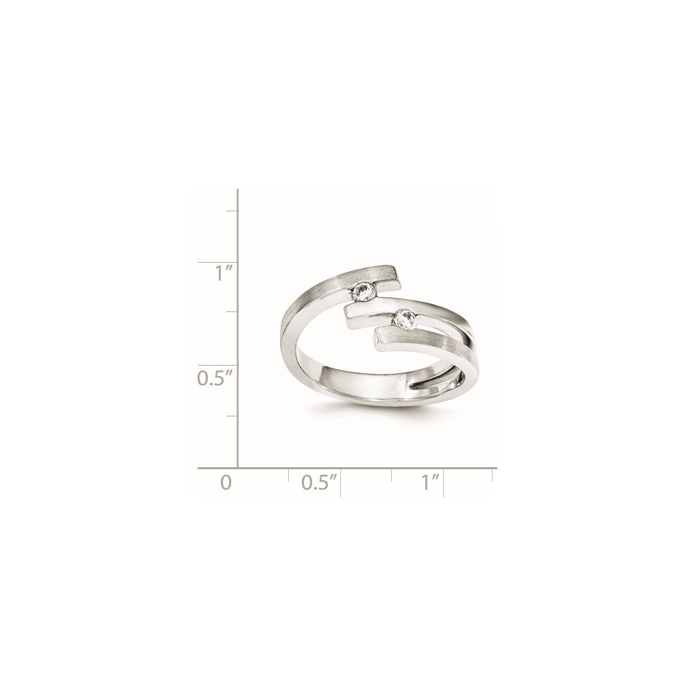 Sterling Silver Brushed And Polished CZ Ring