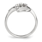 Sterling Silver Polished And Brushed CZ Ring