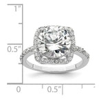 Sterling Silver Rhodium-plated Polished CZ Square Halo Ring