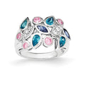 Sterling Silver Pink & Blue CZ Ring