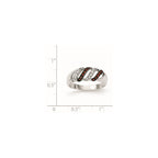 Sterling Silver Polished CZ & Red Glass Stone Ring