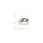 Sterling Silver Polished CZ & Green Glass Stone Ring