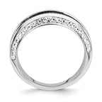 Sterling Silver Crystal Blue Laser Glitter Texture Ring