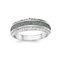 Sterling Silver Crystal Blue Laser Glitter Texture Ring