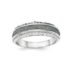 Sterling Silver Crystal Blue Laser Glitter Texture Ring