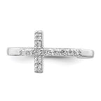 Sterling Silver Rhodium-plated CZ Cross Toe Ring