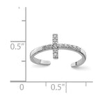 Sterling Silver Rhodium-plated CZ Cross Toe Ring