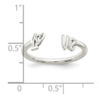 Sterling Silver Polished 'Love' Adjustable Ring