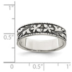 Sterling Silver Antiqued Floral Ring