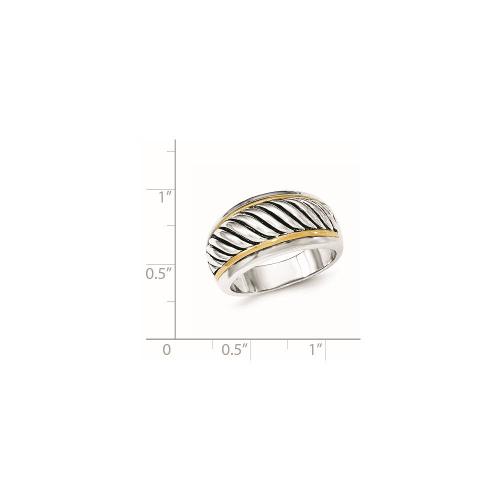 Sterling Silver Gold-tone Antiqued Ring
