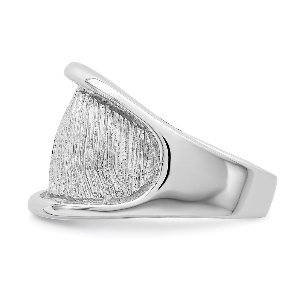 Sterling Silver Rhodium-plated Textured and Polished Ring
