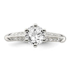 Sterling Silver Polished CZ 6-prong CZ Ring